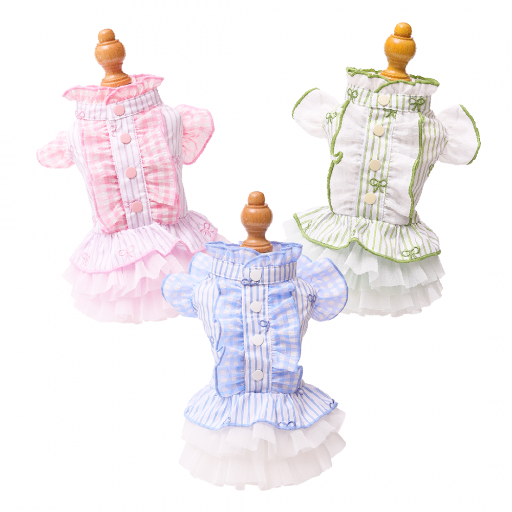 Striped Ribbon Frill Dress