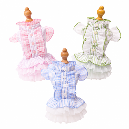 Striped Ribbon Frill Dress