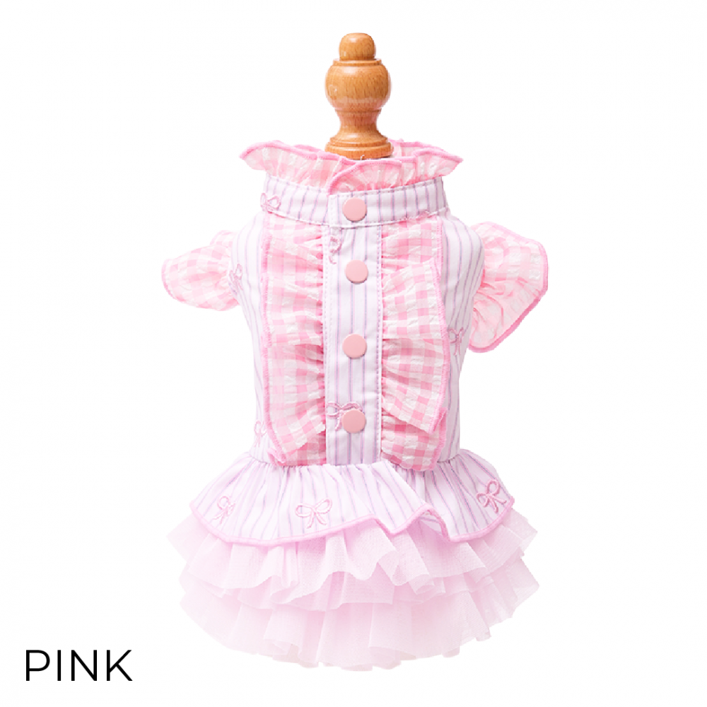 Striped Ribbon Frill Dress
