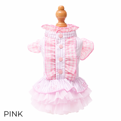 Striped Ribbon Frill Dress