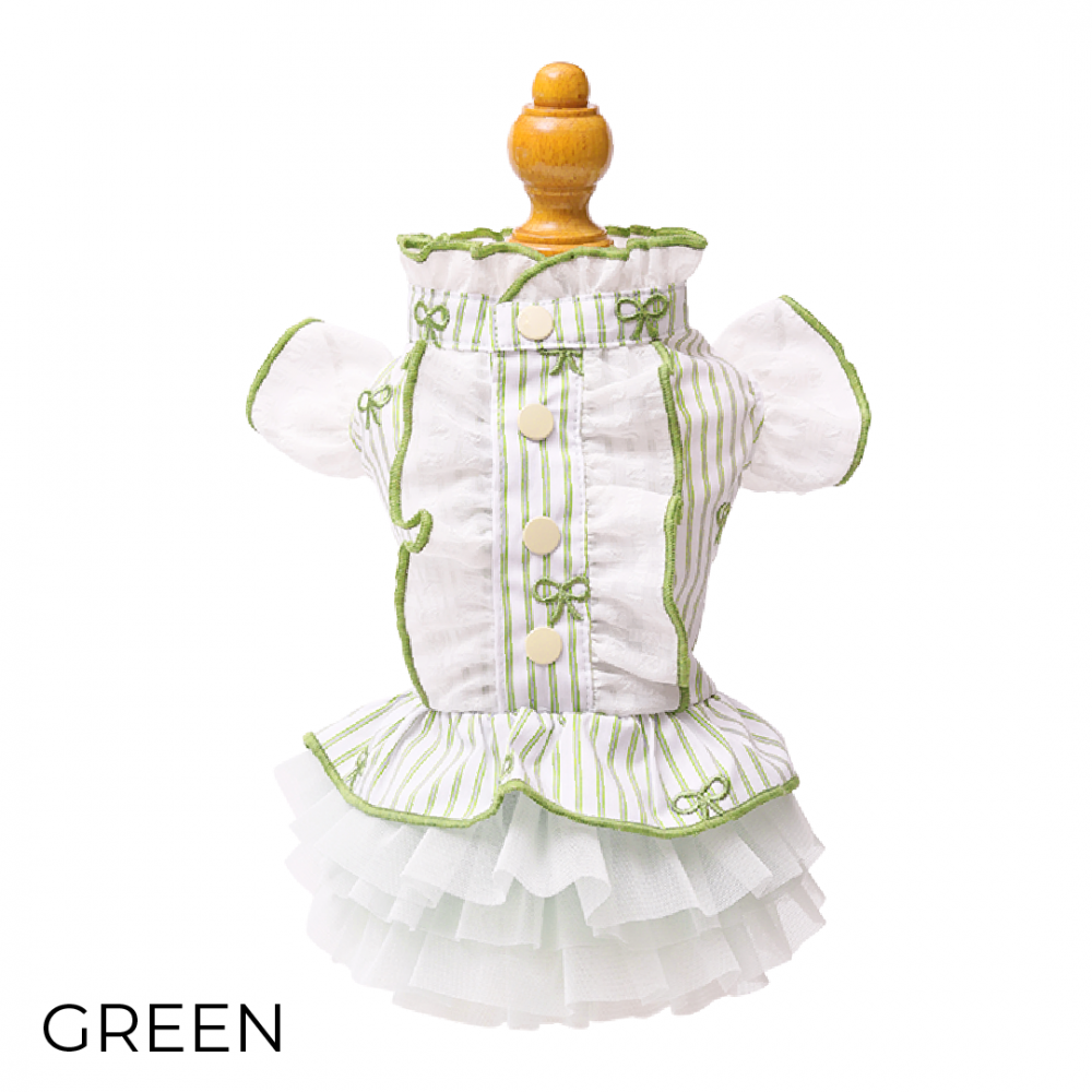 Striped Ribbon Frill Dress