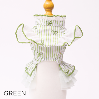 Striped Ribbon Frill Dress