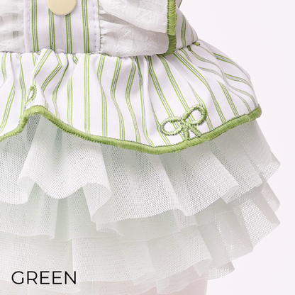 Striped Ribbon Frill Dress
