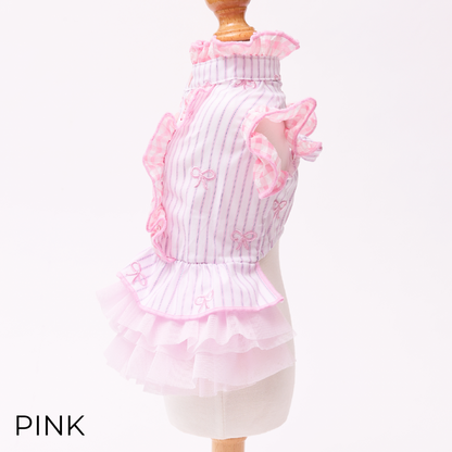 Striped Ribbon Frill Dress