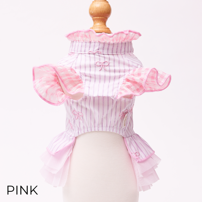 Striped Ribbon Frill Dress
