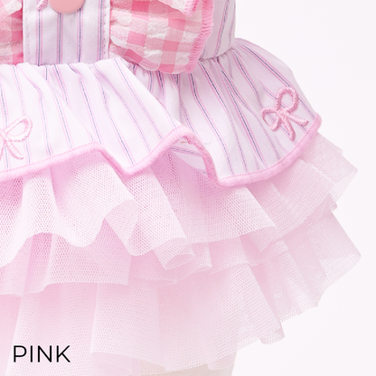 Striped Ribbon Frill Dress