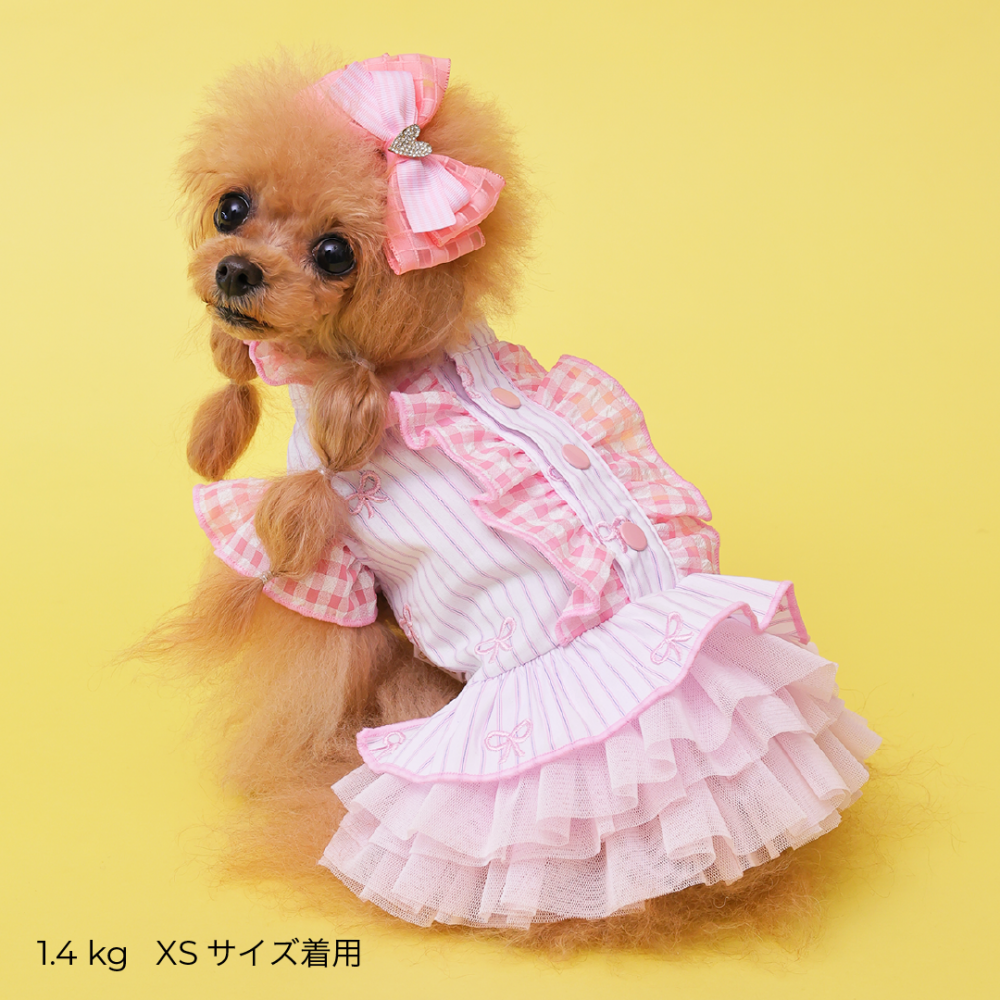 Striped Ribbon Frill Dress