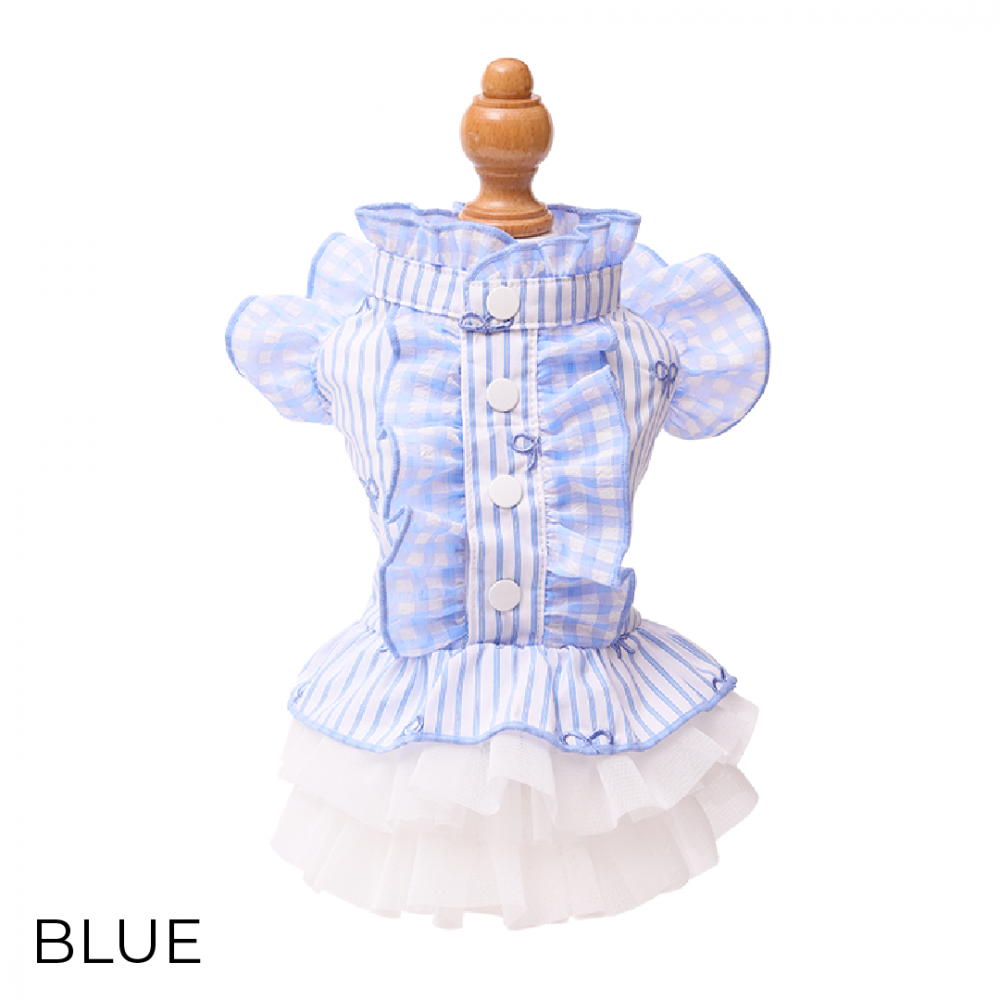 Striped Ribbon Frill Dress