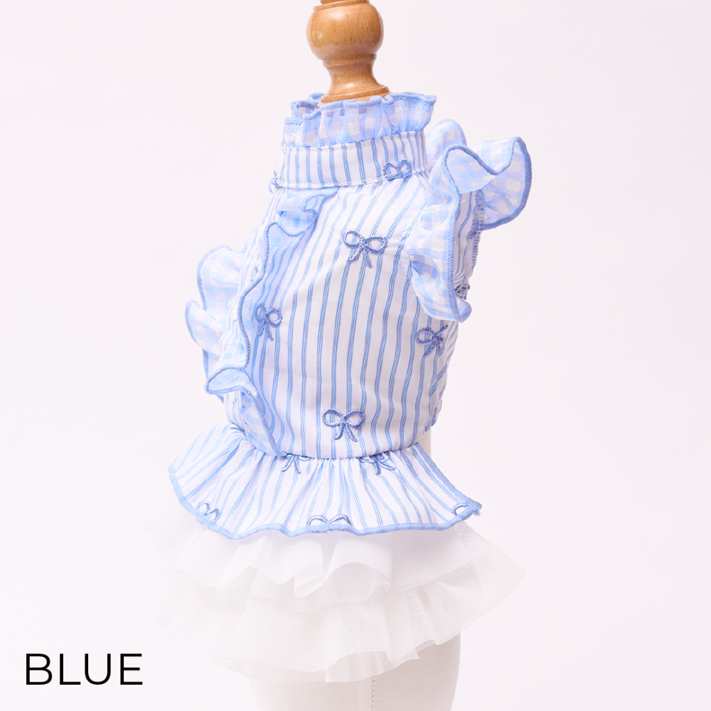 Striped Ribbon Frill Dress