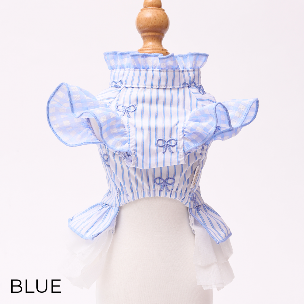 Striped Ribbon Frill Dress