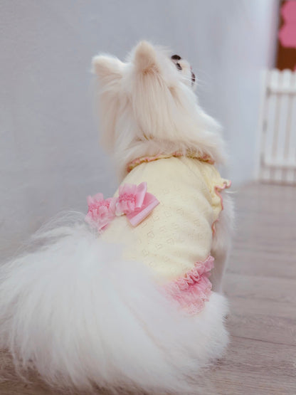 Heart Mesh Frill Cut-and-Sew Dog Dress