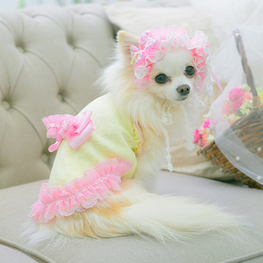 Heart Mesh Frill Cut-and-Sew Dog Dress
