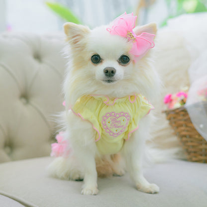 Heart Mesh Frill Cut-and-Sew Dog Dress